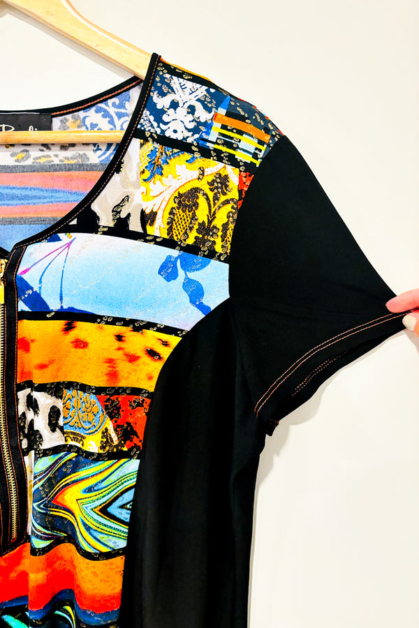 Tunique noire et orange avec motifs (xl) -- La Penderie du Paradis ?