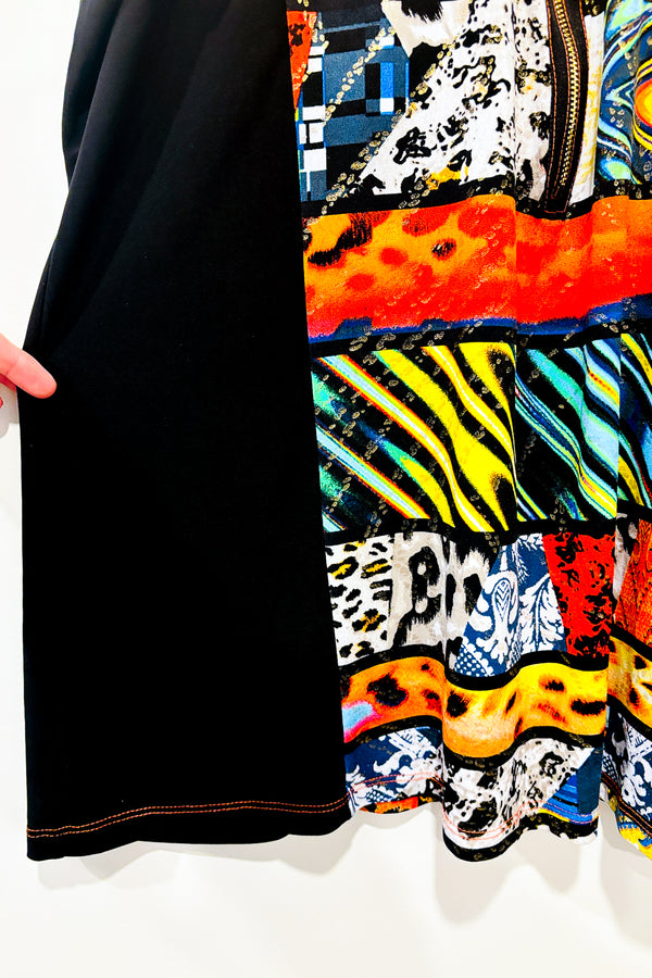 Tunique noire et orange avec motifs (xl) -- La Penderie du Paradis ?