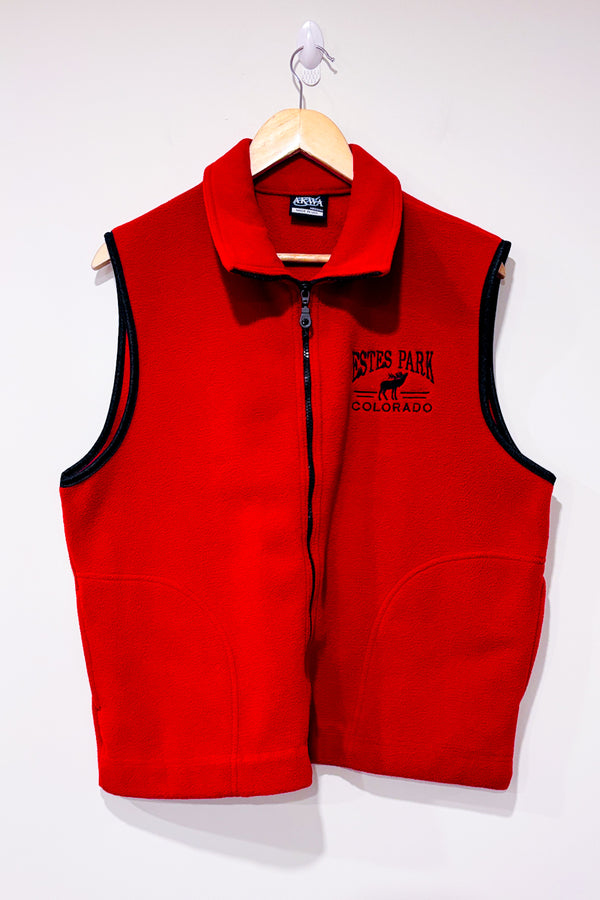 Veste sans manche vintage rouge en polar ''Estes Park Colorado'' (m) - Homme-AKWA-La Penderie du Paradis 🕊