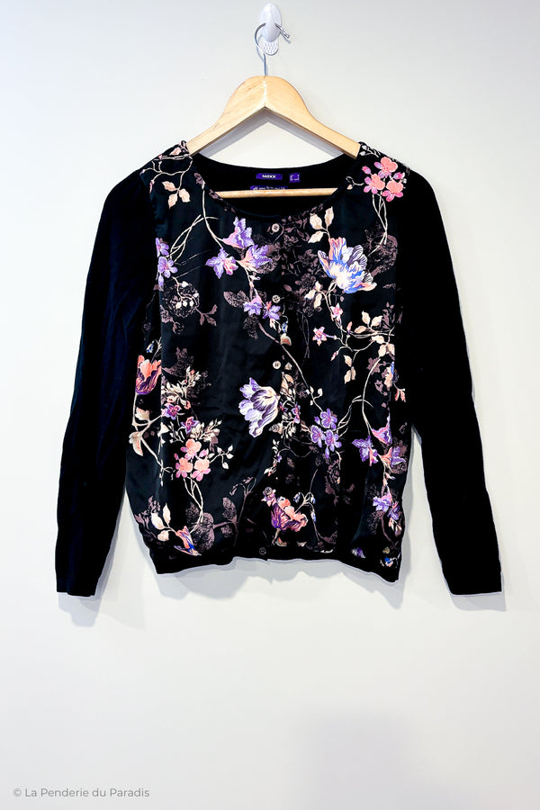 Cardigan noir fleuri (m) seconde main Mexx 