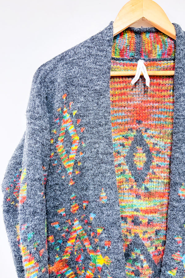 Veste ouverte grise en tricot avec motifs (xs)-Dreamers by Debut-La Penderie du Paradis 🕊