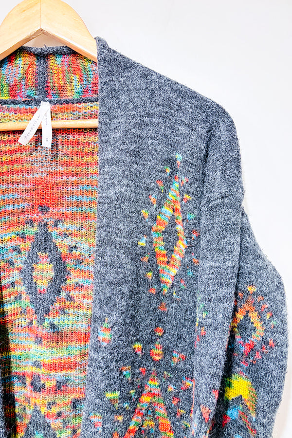 Veste ouverte grise en tricot avec motifs (xs)-Dreamers by Debut-La Penderie du Paradis 🕊