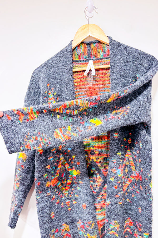 Veste ouverte grise en tricot avec motifs (xs)-Dreamers by Debut-La Penderie du Paradis 🕊