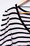 Cardigan court crème et noir rayé à un bouton (m)-H&M-La Penderie du Paradis 🕊