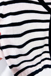 Cardigan court crème et noir rayé à un bouton (m)-H&M-La Penderie du Paradis 🕊