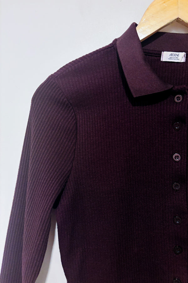 Cardigan côtelé court prune (l)-Ardene-La Penderie du Paradis 🕊