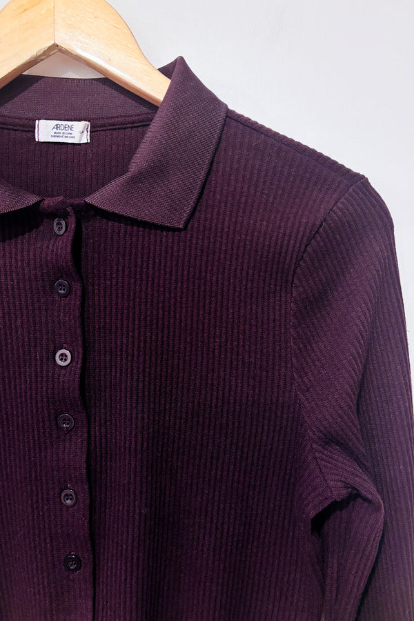 Cardigan côtelé court prune (l)-Ardene-La Penderie du Paradis 🕊
