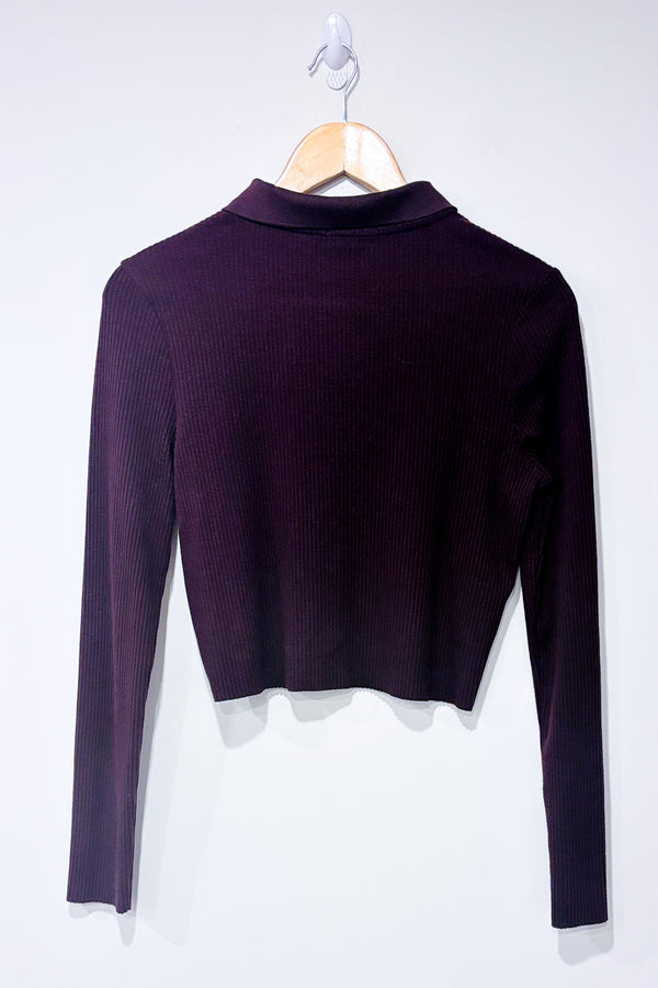 Cardigan côtelé court prune (l)-Ardene-La Penderie du Paradis 🕊