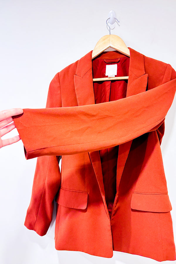 Veston ouvert orange brûlé avec épaulettes (xs)-H&M-La Penderie du Paradis 🕊