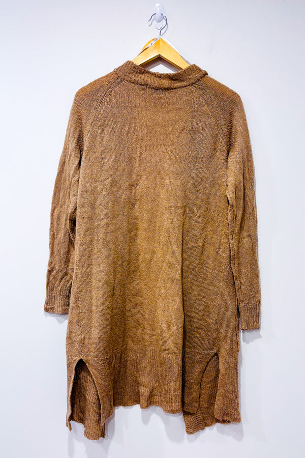 Cardigan ouvert taupe en tricot seconde main - Véro Collection- La Penderie du Paradis