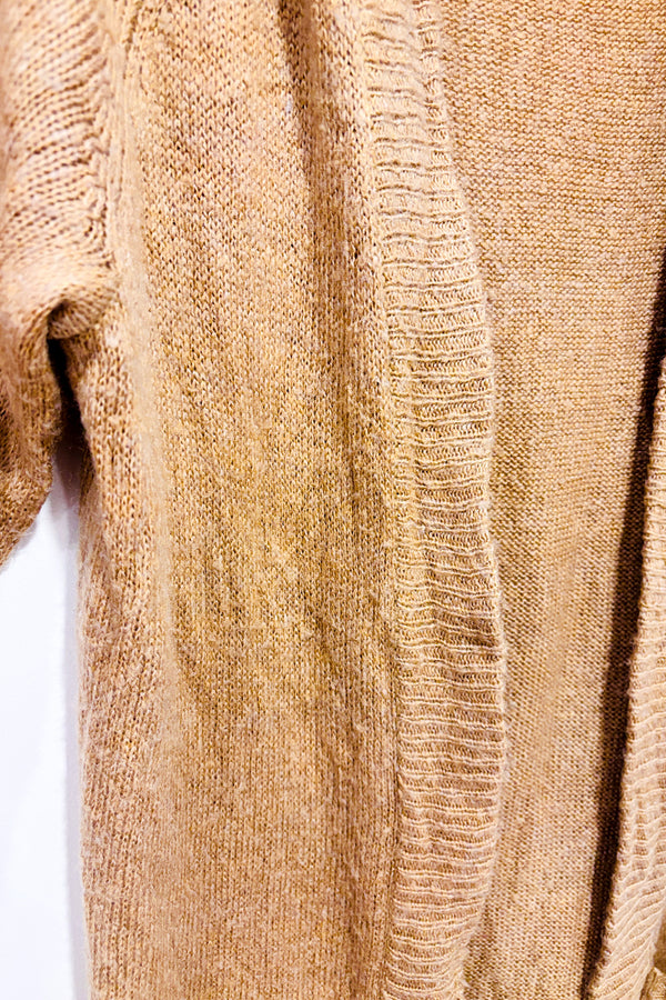 Cardigan ouvert taupe en tricot seconde main - Véro Collection- La Penderie du Paradis