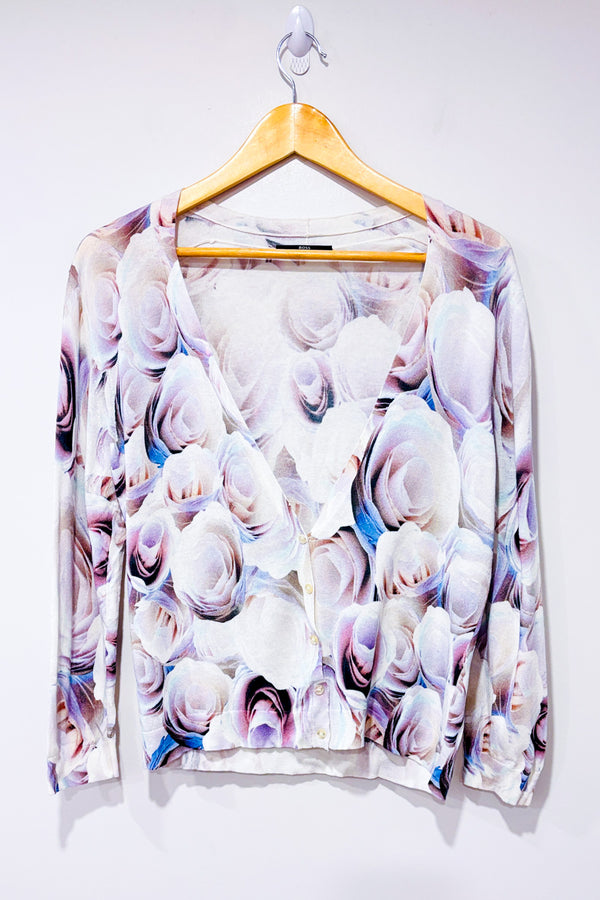 Cardigan lilas fleuri* seconde main - Hugo Boss- La Penderie du Paradis