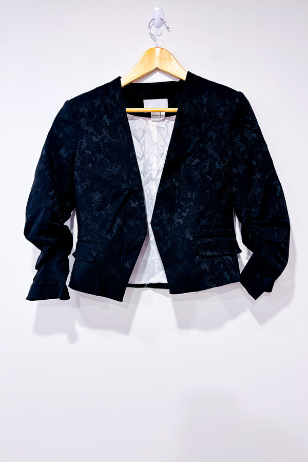 Veston noir fleuri seconde main - H&M- La Penderie du Paradis