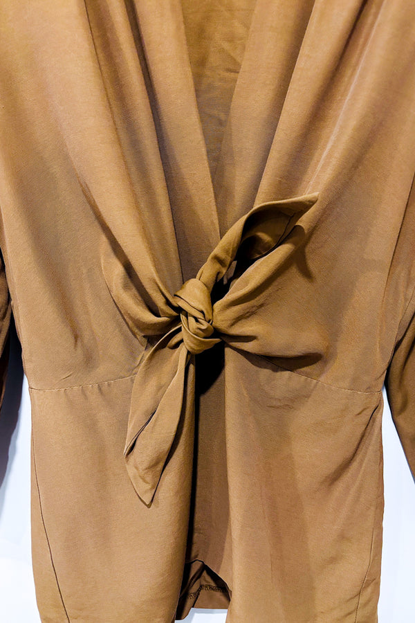Veste vintage brune à nouer seconde main - Autres- La Penderie du Paradis