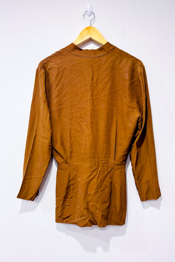 Veste vintage brune à nouer seconde main - Autres- La Penderie du Paradis