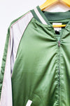 Veste bomber satinée verte et crème brodée ''fly away''* seconde main - Forever21- La Penderie du Paradis