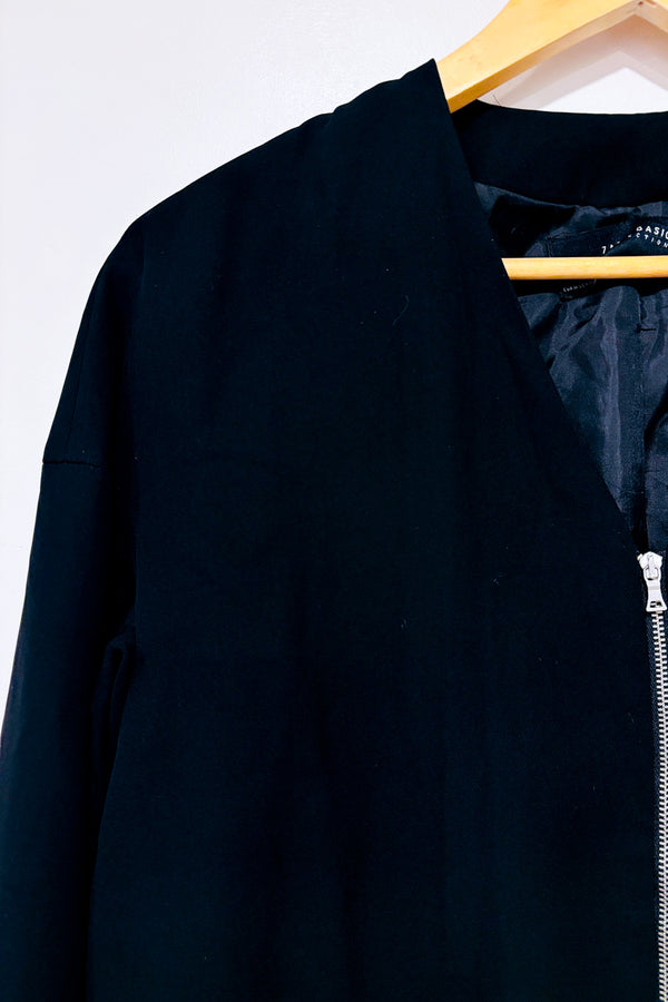 Veste style bomber noire à zip* seconde main - Zara- La Penderie du Paradis