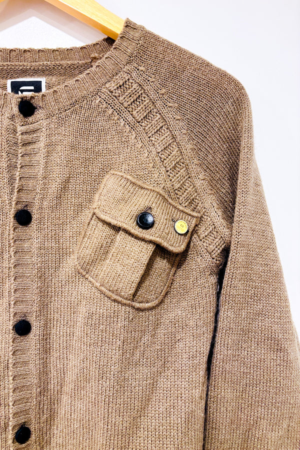 Cardigan en tricot taupe à boutons* seconde main - G-Star- La Penderie du Paradis