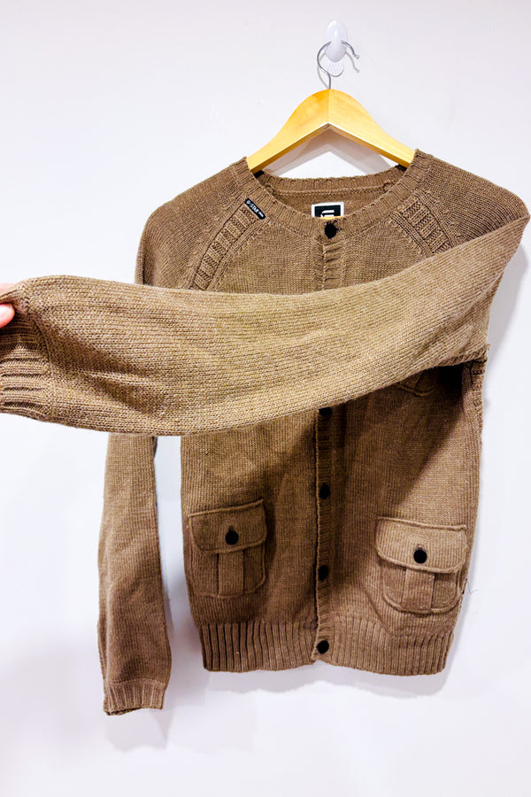 Cardigan en tricot taupe à boutons* seconde main - G-Star- La Penderie du Paradis