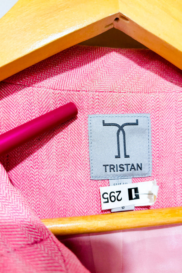 Veston court rose lin et coton seconde main - Tristan- La Penderie du Paradis