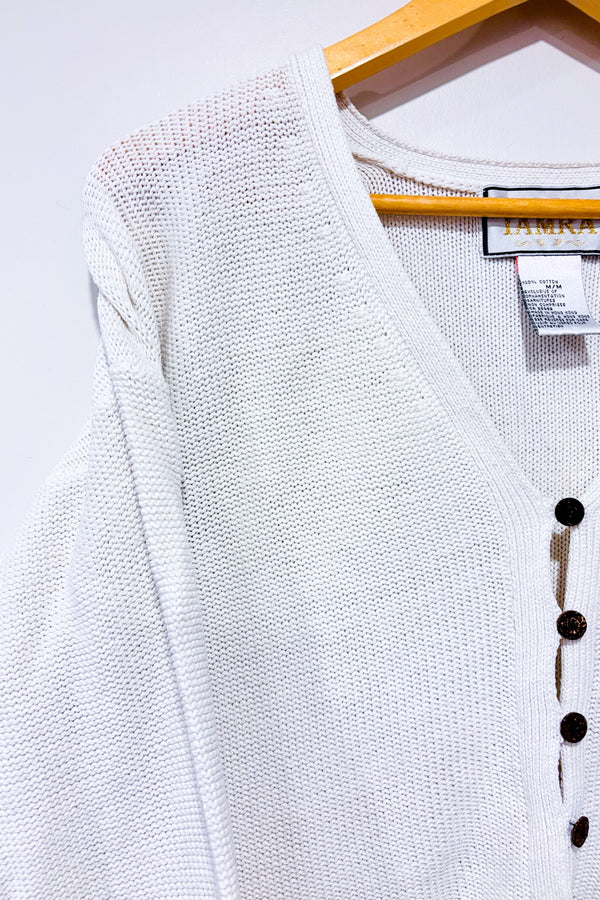 Cardigan blanc en tricot seconde main - Tamra- La Penderie du Paradis