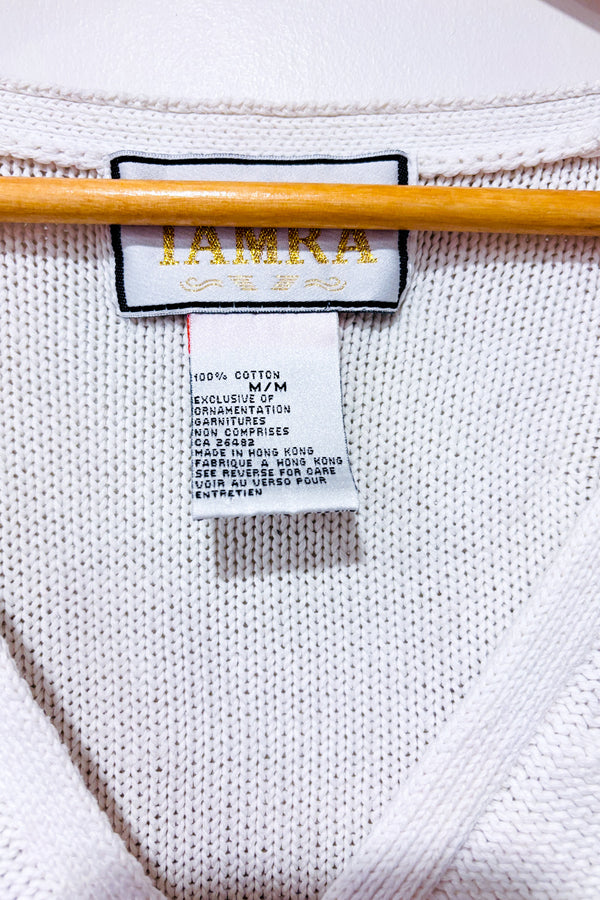 Cardigan blanc en tricot seconde main - Tamra- La Penderie du Paradis