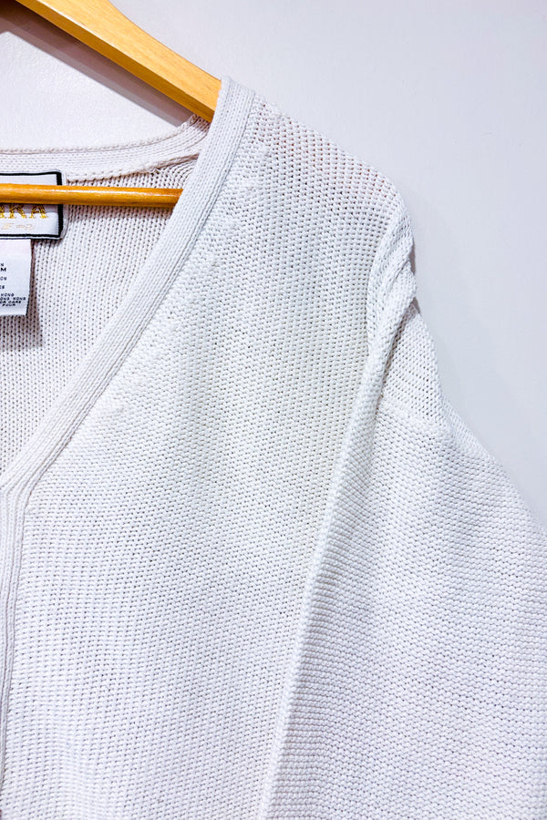 Cardigan blanc en tricot seconde main - Tamra- La Penderie du Paradis
