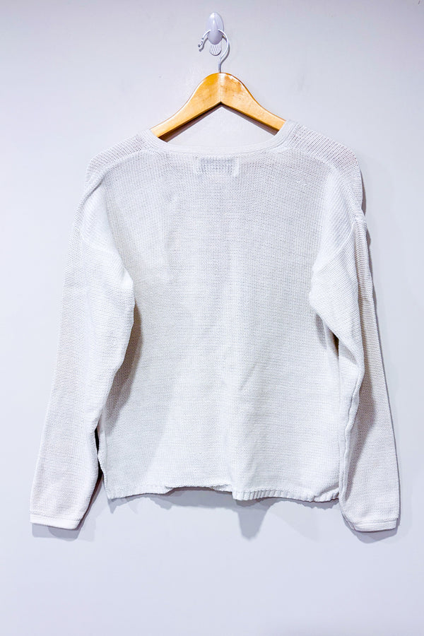 Cardigan blanc en tricot seconde main - Tamra- La Penderie du Paradis
