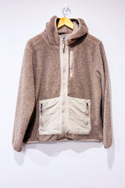 Veste en sherpa beige à capuchon