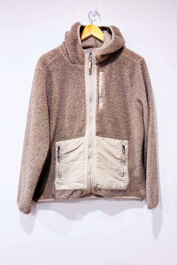 Veste en sherpa beige à capuchon seconde main - Black Mountain- La Penderie du Paradis