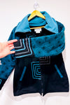 Veste vintage en coton verte et noire avec motifs seconde main - Sharanel- La Penderie du Paradis
