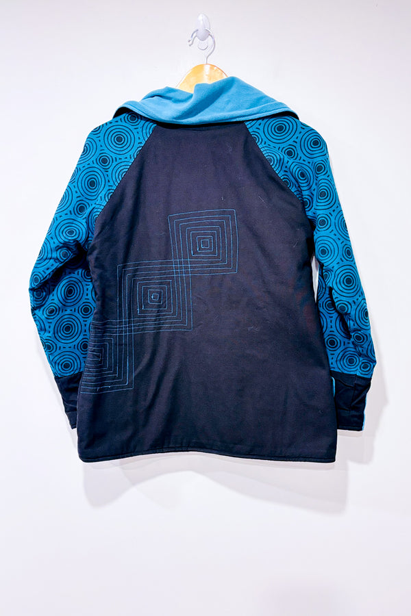Veste vintage en coton verte et noire avec motifs seconde main - Sharanel- La Penderie du Paradis