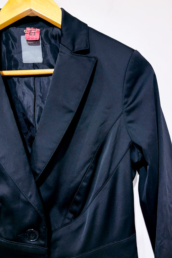 Veston noir satiné seconde main - Smart Set- La Penderie du Paradis
