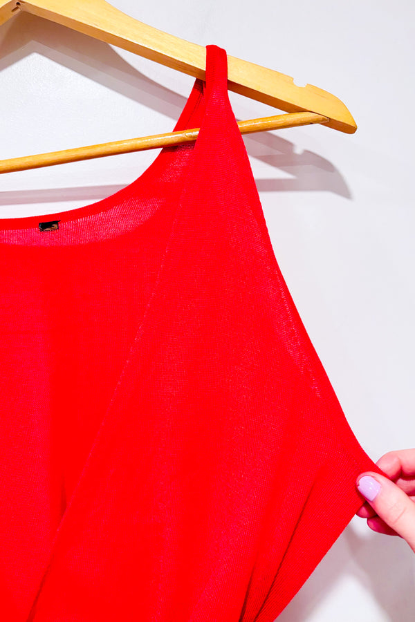 Cardigan sans manche rouge à nouer seconde main - Autres- La Penderie du Paradis