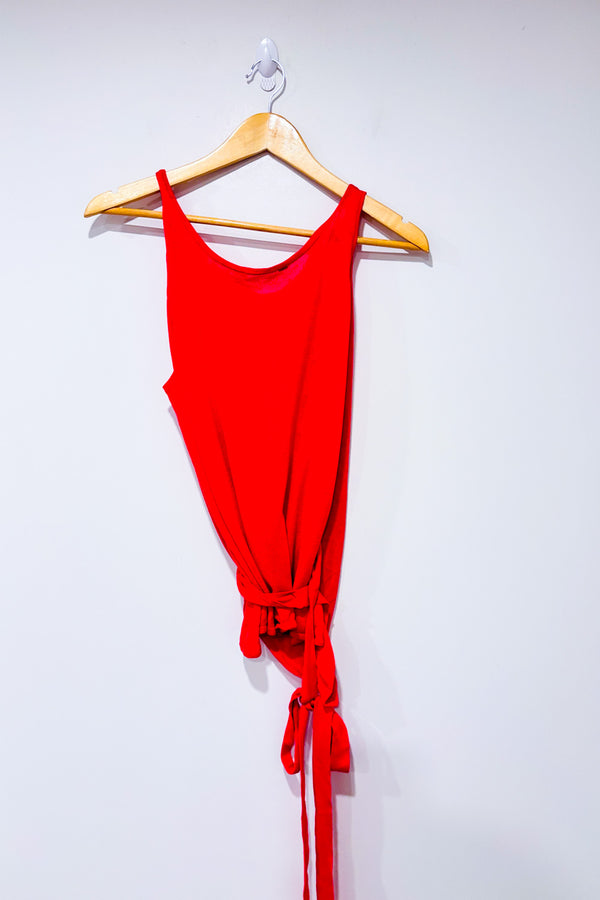 Cardigan sans manche rouge à nouer seconde main - Autres- La Penderie du Paradis