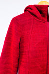 Veste en tricot framboise à capuchon intérieur en polar seconde main - Bench- La Penderie du Paradis