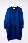 Cardigan oversized marine en laine seconde main - Zara- La Penderie du Paradis