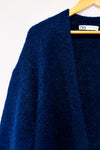 Cardigan oversized marine en laine seconde main - Zara- La Penderie du Paradis