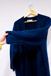 Cardigan oversized marine en laine seconde main - Zara- La Penderie du Paradis