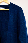 Cardigan oversized marine en laine seconde main - Zara- La Penderie du Paradis