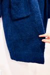 Cardigan oversized marine en laine seconde main - Zara- La Penderie du Paradis