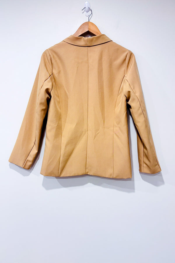 Veston ouvert beige à col châle* seconde main - Mei Han Hui Yi Jiao- La Penderie du Paradis
