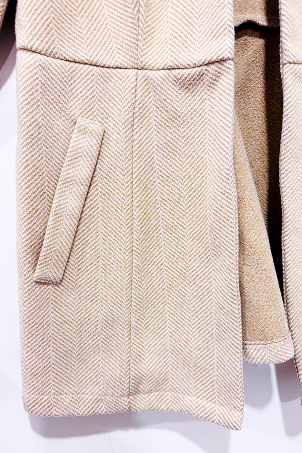 Veste ouverte beige épaisse à motifs chevrons seconde main - SHEIN- La Penderie du Paradis