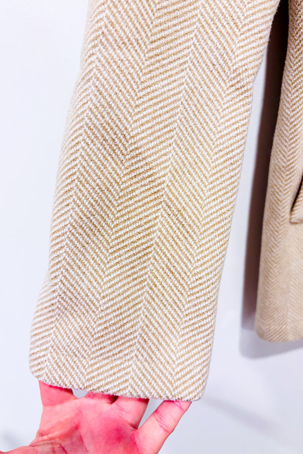 Veste ouverte beige épaisse à motifs chevrons seconde main - SHEIN- La Penderie du Paradis