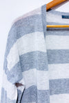 Cardigan ouvert long gris et crème rayé seconde main - Caroline Grace- La Penderie du Paradis