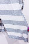 Cardigan ouvert long gris et crème rayé seconde main - Caroline Grace- La Penderie du Paradis