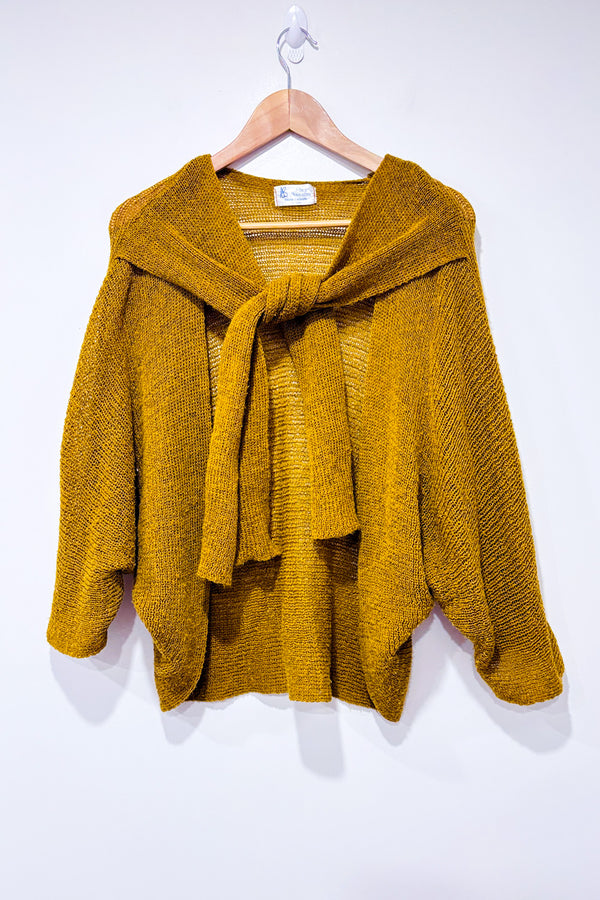 Cardigan en tricot ouvert safran* seconde main - Lucie Bournival- La Penderie du Paradis