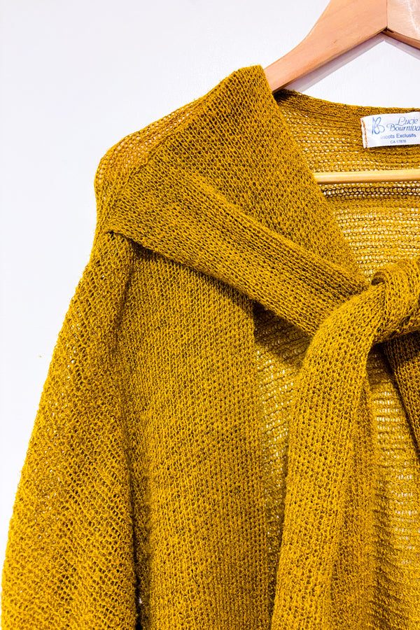 Cardigan en tricot ouvert safran* seconde main - Lucie Bournival- La Penderie du Paradis