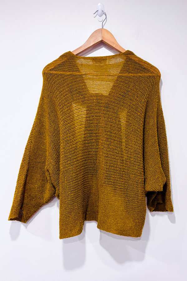 Cardigan en tricot ouvert safran* seconde main - Lucie Bournival- La Penderie du Paradis