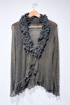 Cardigan vert en maille à nouer seconde main - Zen Den- La Penderie du Paradis